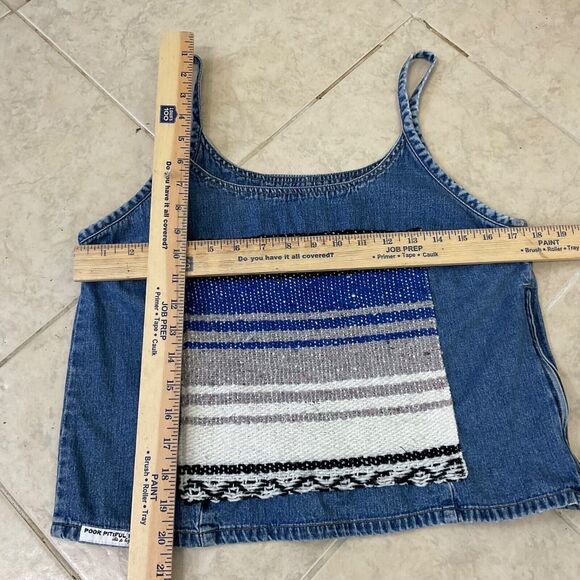 Y2K 90’s American Eagle Denim Crop Top size M Biker, Hippie, side zip - Picture 5 of 9